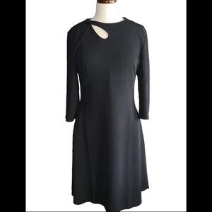 NWT Homeyee Black Knit 3/4 Sleeve Fit & Flare Conservative Dress Pockets XL …